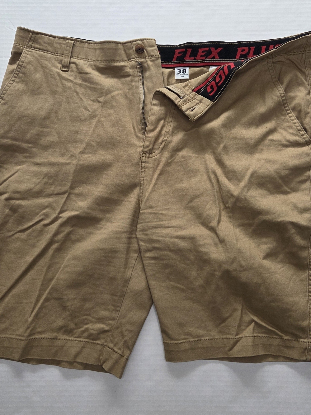Men's Flat Front Khaki Shorts with Flex Waistband